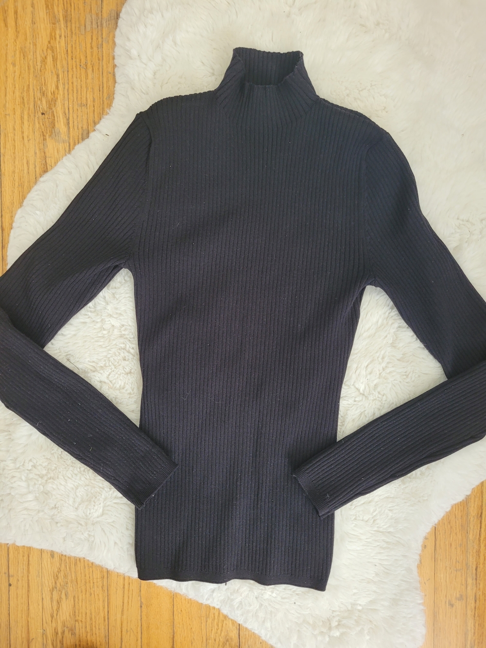 Babaton Black Ribbed Mock Neck Top
